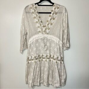 Vintage Italian No Brand Cotton Romantic Boho Dress Sz Medium